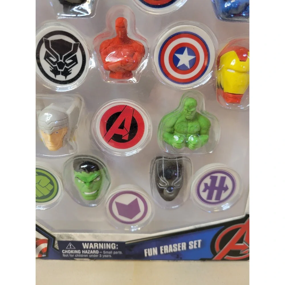 Marvel Avengers Fun Eraser Set 20 Count Captain America Iron Man Hulk 3D Erasers